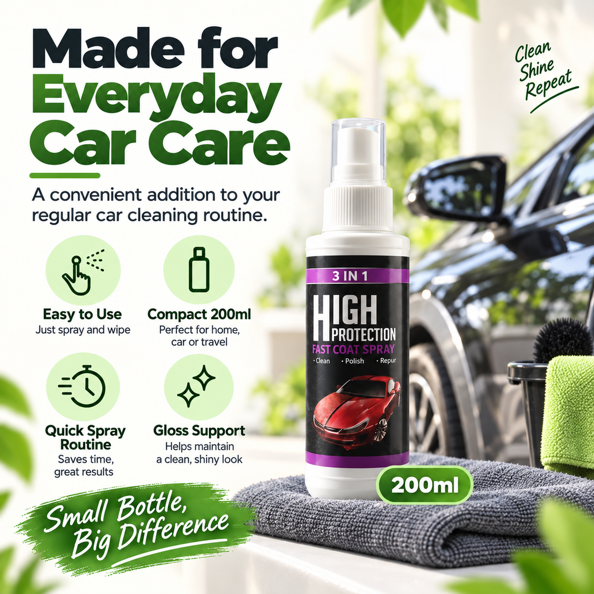 3-in-1 Car Ceramic Coating Spray – 200ml