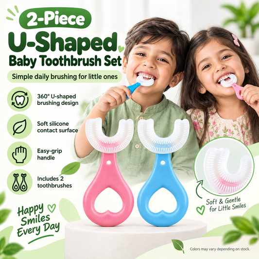 2-Piece U-Shaped Baby Toothbrush Set